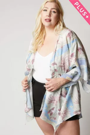 wholesale clothing plus printed button down assysmetrical kimono davi & dani