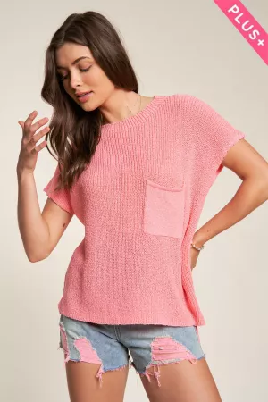 wholesale clothing plus solid vest mock neck short sleeve knit top davi & dani