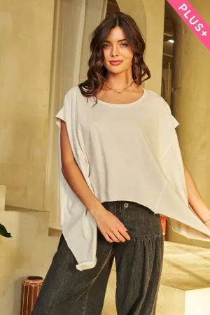 wholesale clothing plus solid short sleeve round neck loose fit top davi & dani