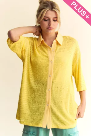 wholesale clothing plus mesh button up midi sleeve cover up shirt top davi & dani