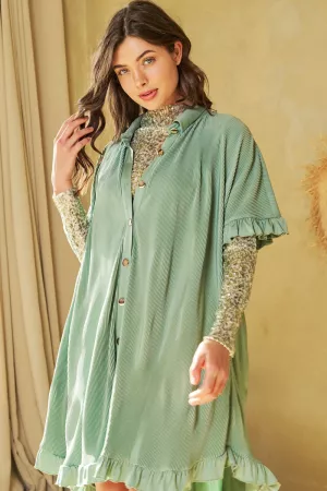 wholesale clothing pleated ruffle detail button down shirt dress davi & dani