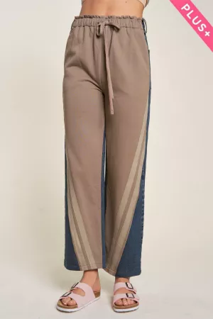 wholesale clothing plus denim side stripe tie waistband long pants davi & dani