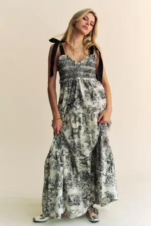 wholesale clothing multi-contrast smocked bodice straps maxi dress davi & dani