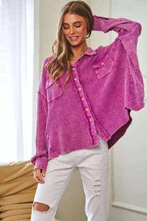 wholesale clothing knit with contrast detail button front shirt top davi & dani