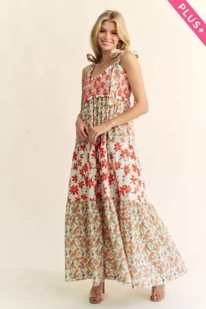 wholesale clothing plus retro floral print straps maxi dress davi & dani