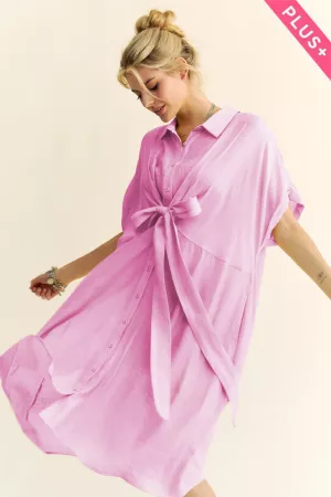 wholesale clothing plus dolman sleeves tie front floral shirtsdress davi & dani