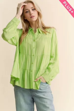 wholesale clothing plus button placket layered ruffle shirts blouse davi & dani