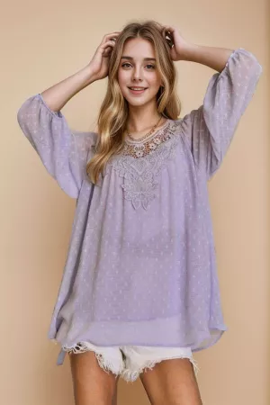 wholesale clothing round neck lace flare top and blouse davi & dani
