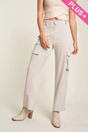 wholesale clothing plus flap pocket straight leg wide cargo pants davi & dani
