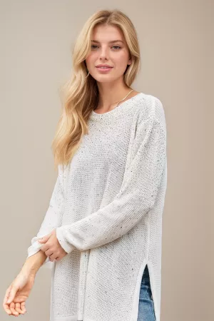 wholesale clothing rhinestone long sleeve loose fit pullover sweater davi & dani
