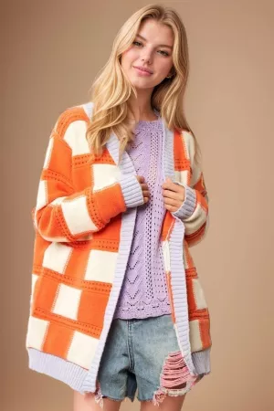 wholesale clothing mixed texture color long sleeve knit open cadigan davi & dani