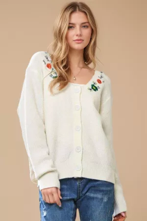wholesale clothing embroidered button down long sleeve cardigan davi & dani
