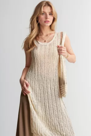 wholesale clothing knit side slit round neck sleeve less dress & bag davi & dani