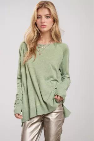 wholesale clothing casual solid long sleeve round neck comfy knit top davi & dani