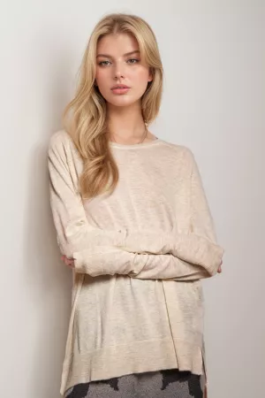 wholesale clothing casual solid long sleeve round neck comfy knit top davi & dani