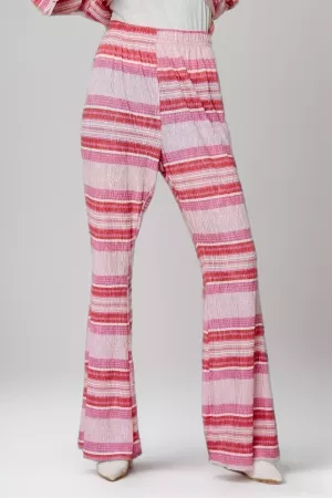 wholesale clothing multi mixed ikat stripe elastic waist band pants davi & dani