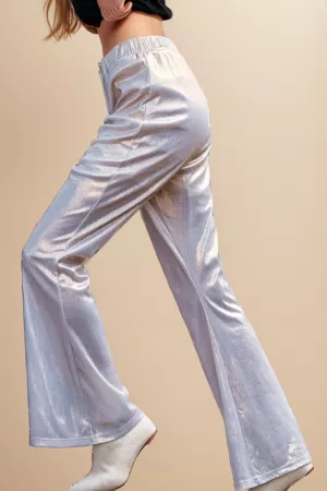 wholesale clothing sparkling shimmer elastic bell bottom long pants davi & dani
