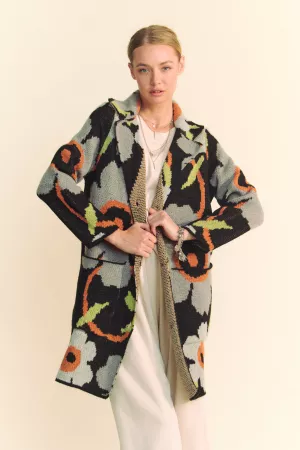 wholesale clothing printed button down cardigan with front pockets davi & dani
