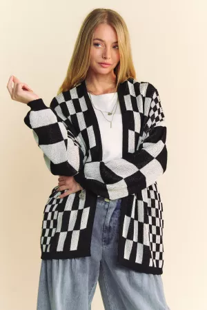 wholesale clothing light weight checkerboard cardigan sweater jacket davi & dani