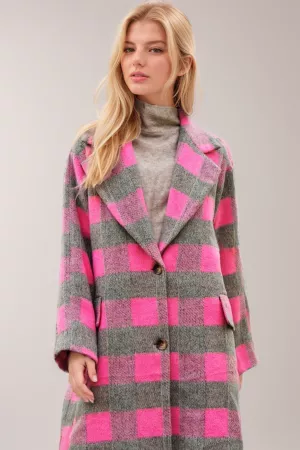 wholesale clothing multi plaid notched lapels full lined long coat davi & dani