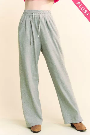 wholesale clothing plus rhinestone elastic waistband long sweat pants davi & dani