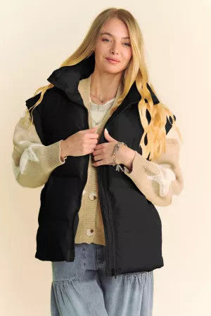 wholesale clothing solid sleeveless zipper puffer down jacket vest davi & dani