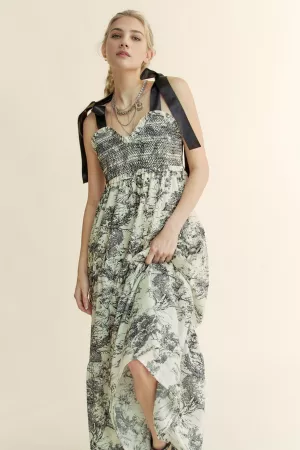 wholesale clothing multi-contrast smocked bodice straps maxi dress davi & dani