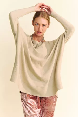 wholesale clothing solid round neck long sleeve loose fit sweater davi & dani