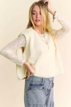 wholesale clothing solid round neck sleeveless knit vest top sweater davi & dani