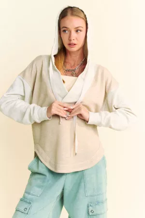 wholesale clothing heather french terry color block sweatshirt hoodie davi & dani