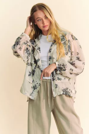 wholesale clothing floral long sleeve zip hoodie windbreak jacket davi & dani