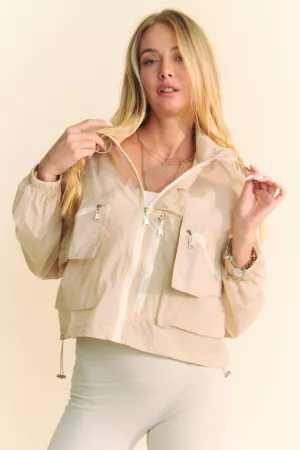 wholesale clothing zip pockets zipper long sleeve windbreak jacket davi & dani