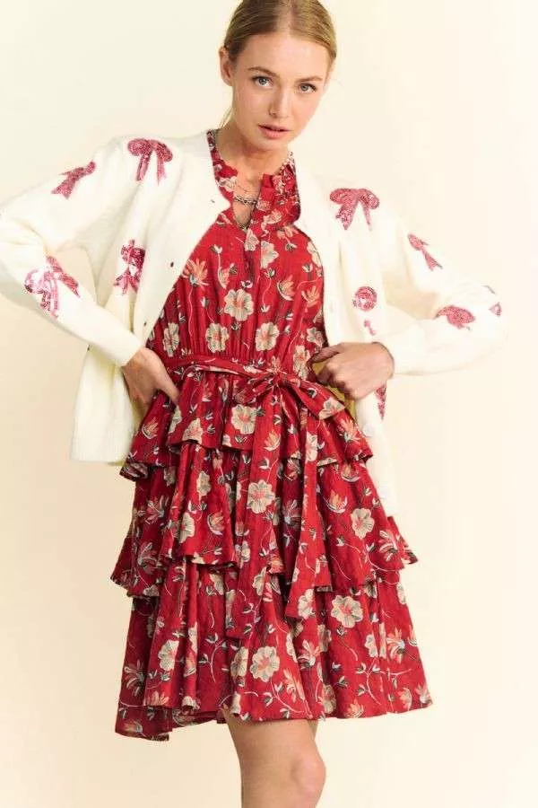 wholesale clothing sequin ribbon patch long sleeve button up cardigan davi & dani