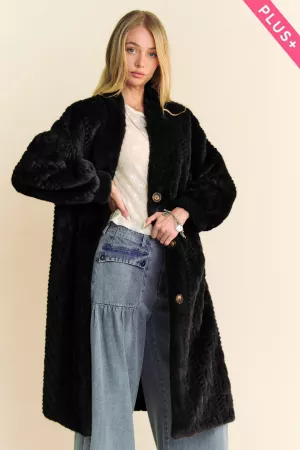 wholesale clothing plus single breasted fur rib pattern long coat davi & dani