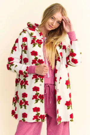 wholesale clothing garden floral chunky button front hoodie jacket davi & dani