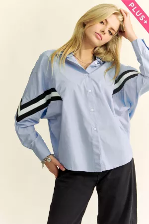 wholesale clothing plus solid button down long sleeve shirt top davi & dani