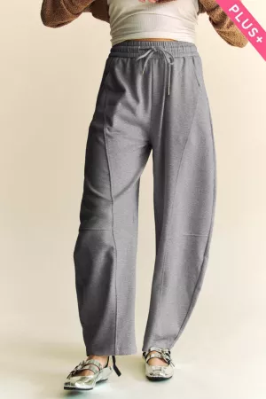wholesale clothing plus elastic waistband pockets long barrel pants davi & dani