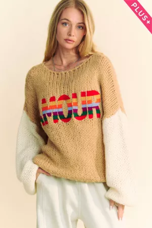 wholesale clothing plus rainbow amour latter multi color sweater davi & dani