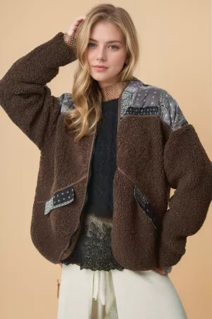wholesale clothing faux fur side pocket long sleeve zipper jacket davi & dani
