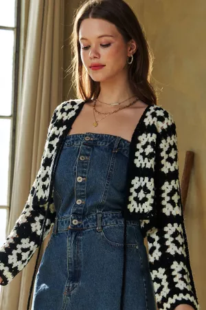 wholesale clothing lightweight crochet granny square open cardigan davi & dani
