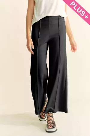 wholesale clothing plus solid high waist wide leg back pocket pants davi & dani