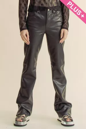 wholesale clothing plus high waisted faux leather straight leg pants davi & dani
