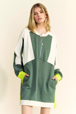 wholesale clothing french color block zip sporty sweatshirt dress davi & dani