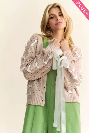 wholesale clothing plus textured balloon sleeve sweater cardigan davi & dani