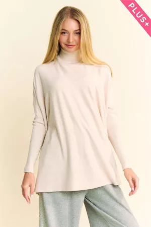 wholesale clothing plus solid turtle long sleeve loose fit sweater davi & dani
