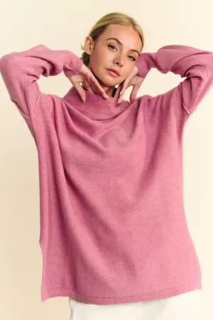 wholesale clothing knitted long batwing sleeve turtleneck sweater top davi & dani