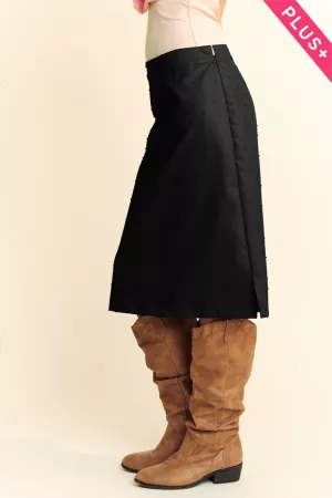 wholesale clothing plus faux leather stud side slit detail midi skirt davi & dani