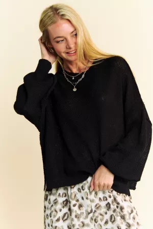 wholesale clothing solid mock neck side slit pullover sweater top davi & dani