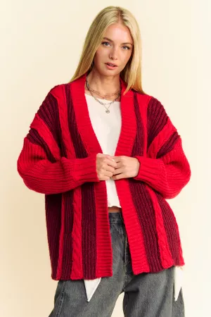 wholesale clothing chunky rope textured color blocked knit cardigan davi & dani