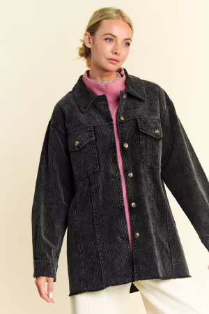 wholesale clothing washed corduroy distressed hem detail retro jacket davi & dani